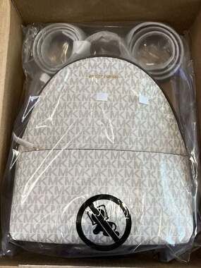 Michael Kors Sheila Medium Logo Backpack in Vanilla MK Signature